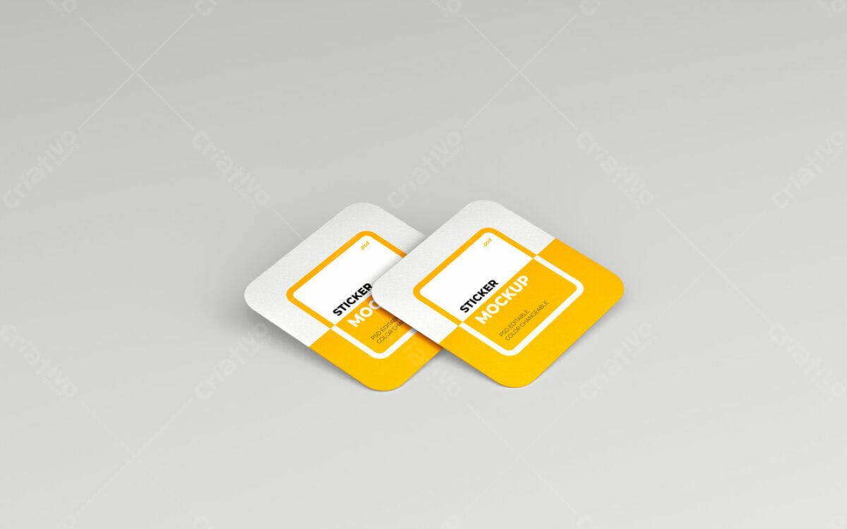 Sticker Quadrado para Logotipo PSD Editável