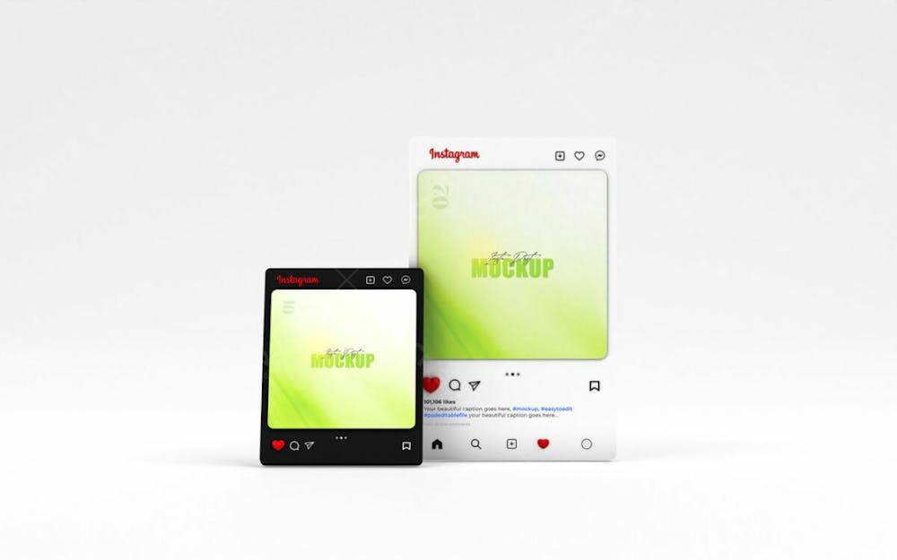 Mockup De Interface Do Instagram 3D Psd Editável