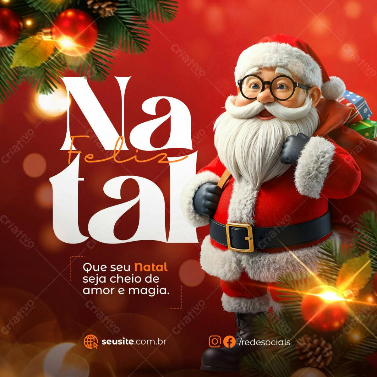 Postagem de Boas Festas Natal PSD Editável