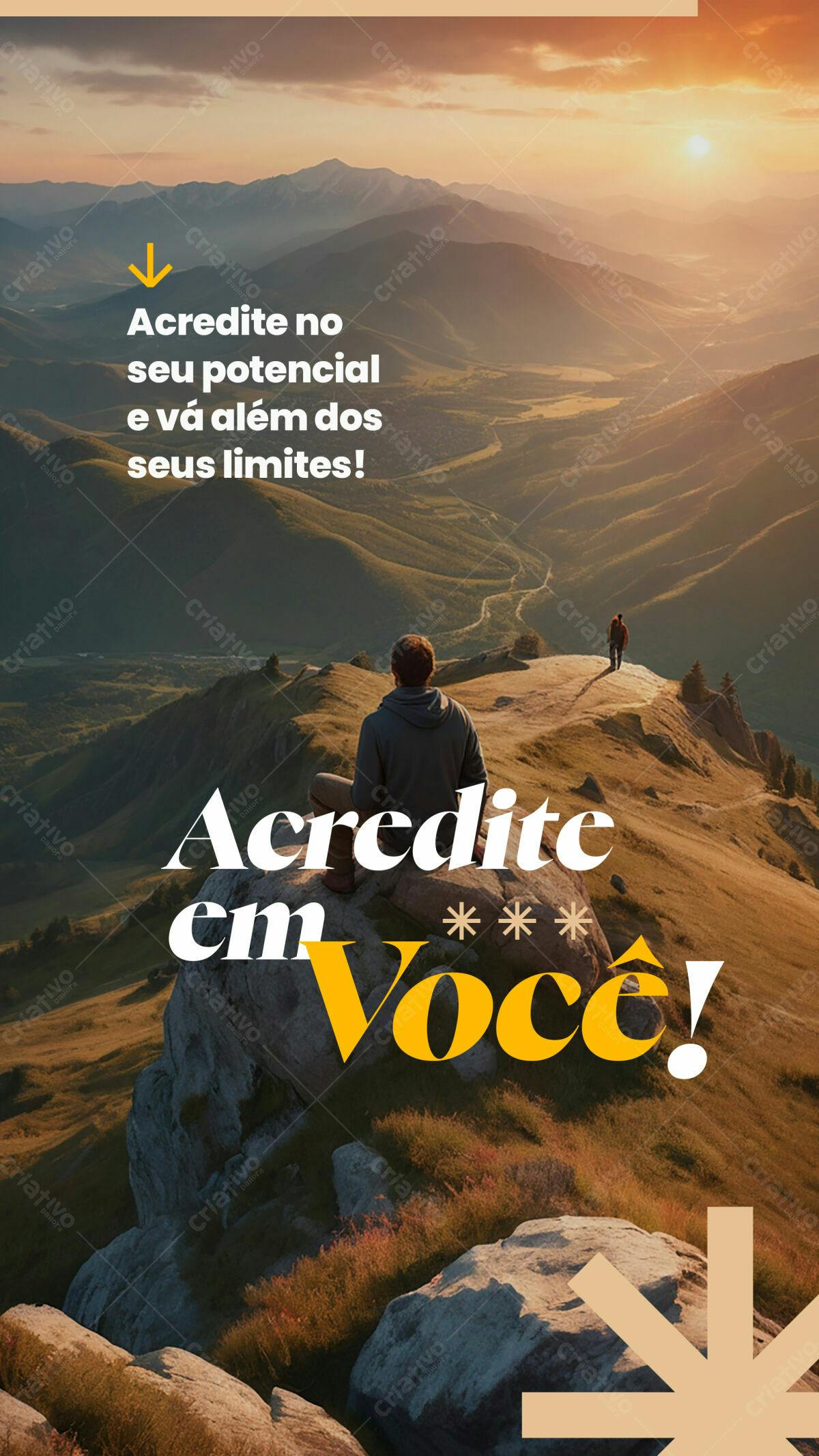 Flyer Motivacional com Paisagem de Montanhas PSD Editável