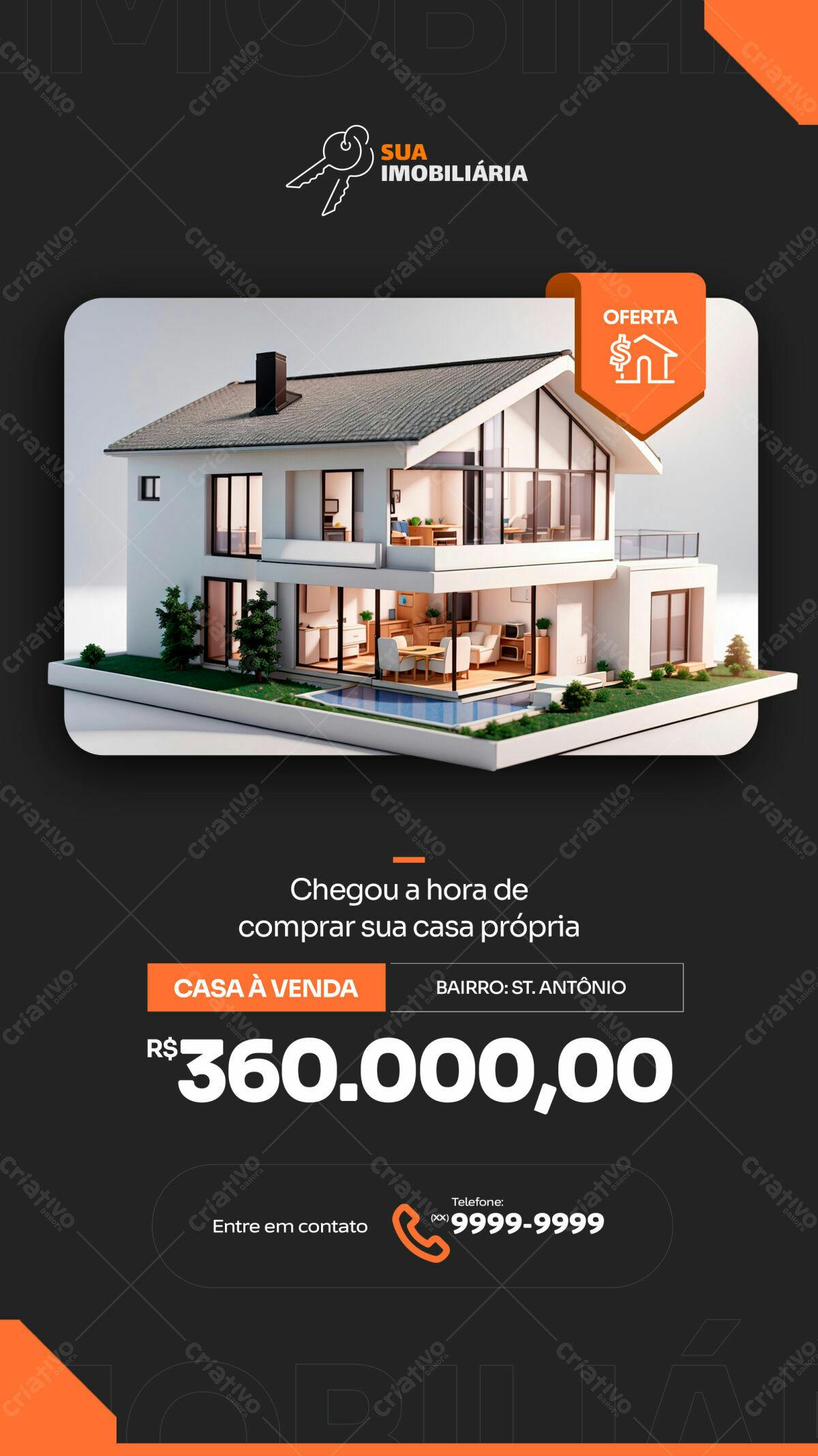 Flyer Imobiliário para Venda de Casa Moderna PSD Editável