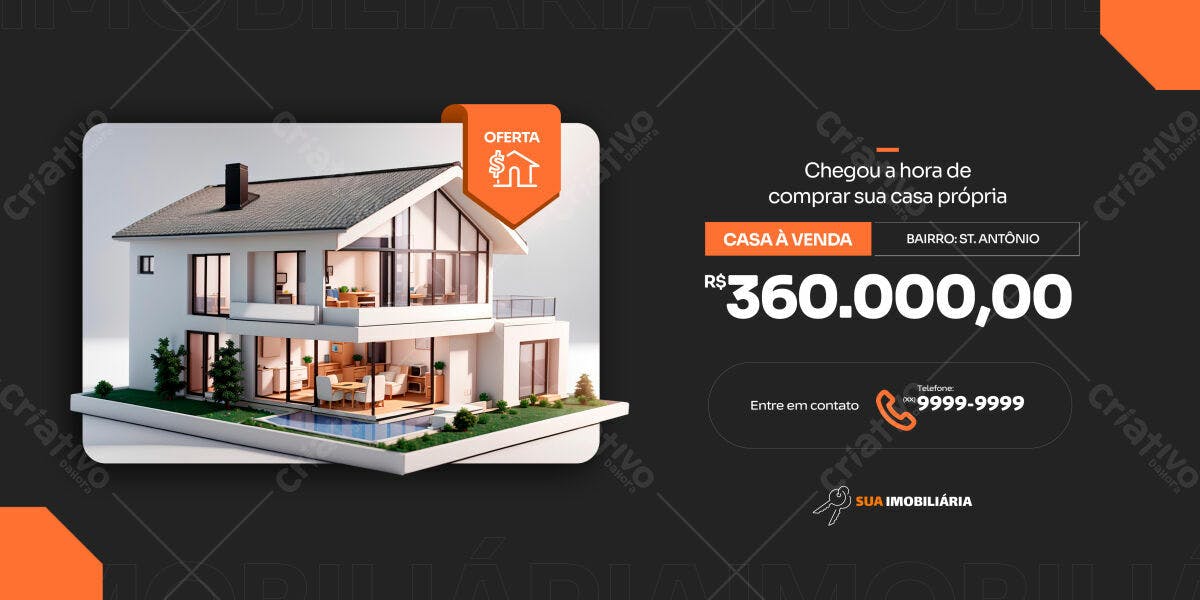 Banner Imobiliária Casa à Venda PSD Editável