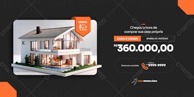 01 Banner Para Imobiliária Informando De Casa A Venda
