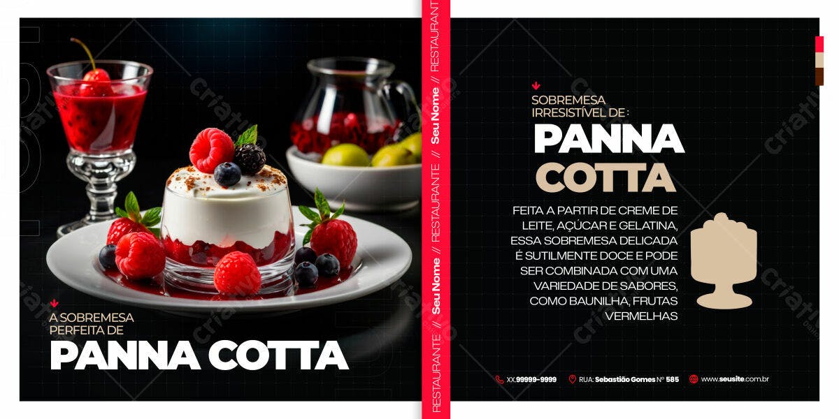 Cardápio Panna Cotta PSD Editável