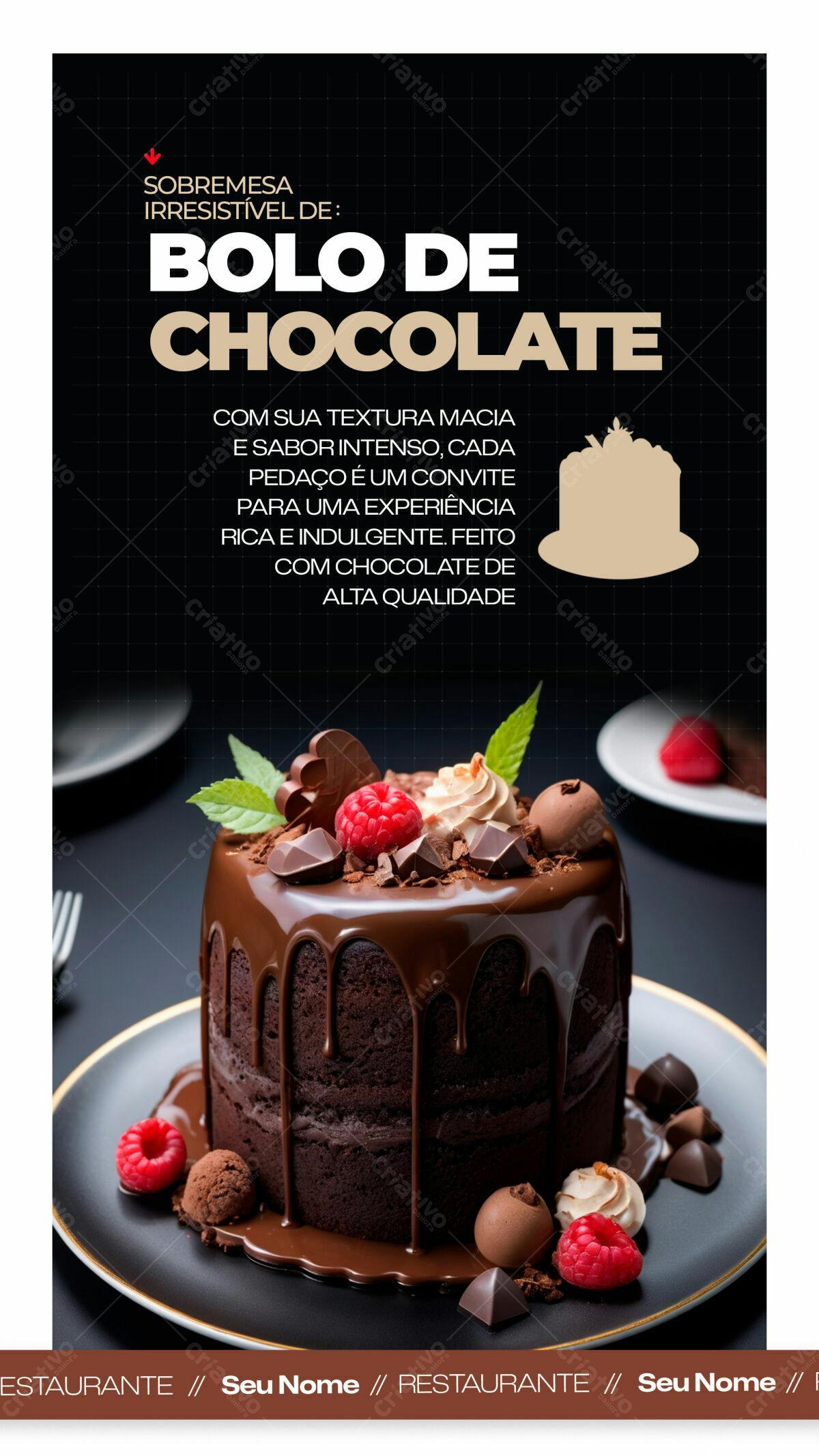 Post para Redes Sociais Bolo de Chocolate PSD Editável