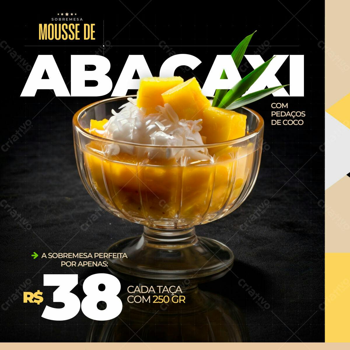 Flyer Mousse de Abacaxi PSD Editável