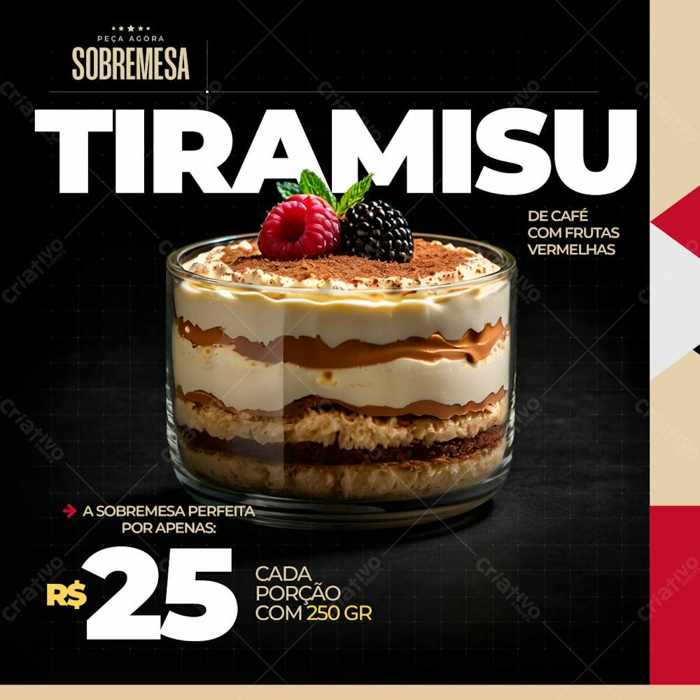 Compre Sua Sobremesa De Tiramisu De Café Com Frutas Vermelhas Por Apenas