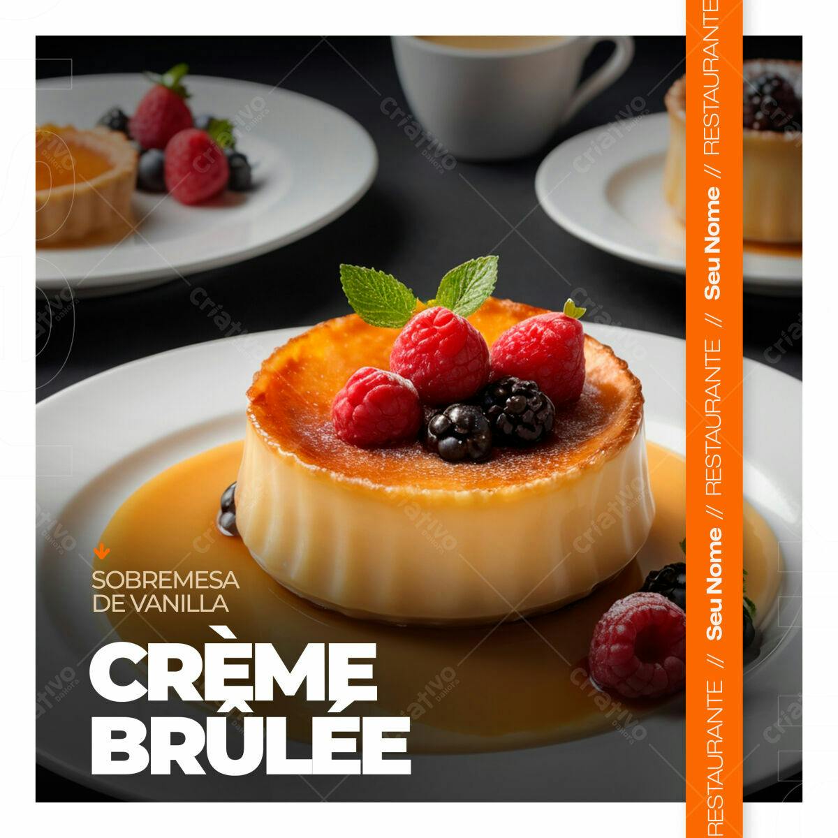 Post para Restaurante Creme Brulee PSD Editável