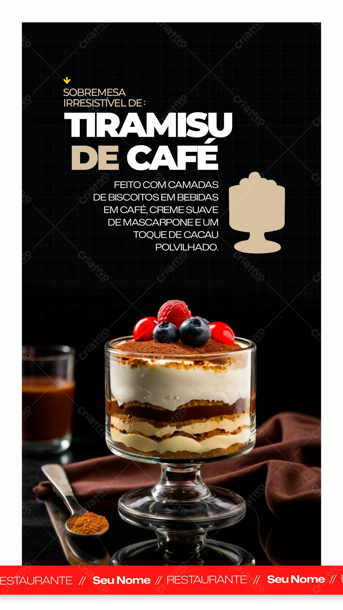 Cardápio Tiramisu de Café PSD Editável