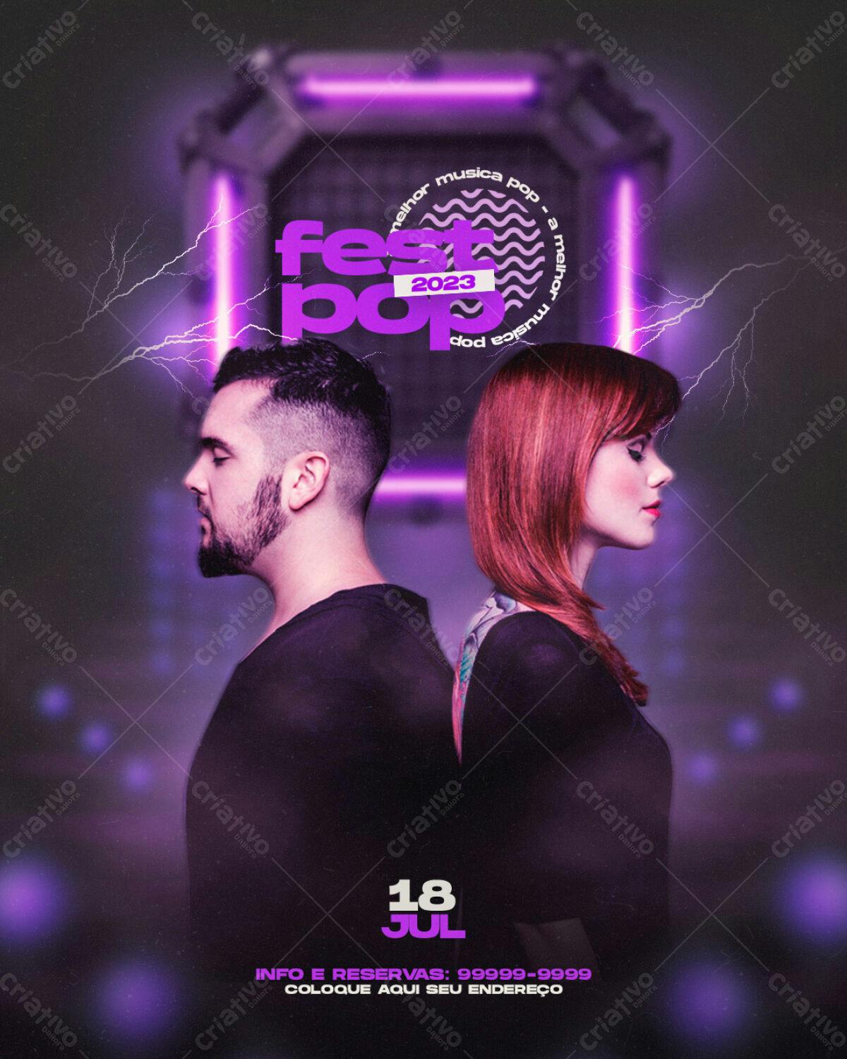 Flyer Festa Pop 2023 PSD Editável
