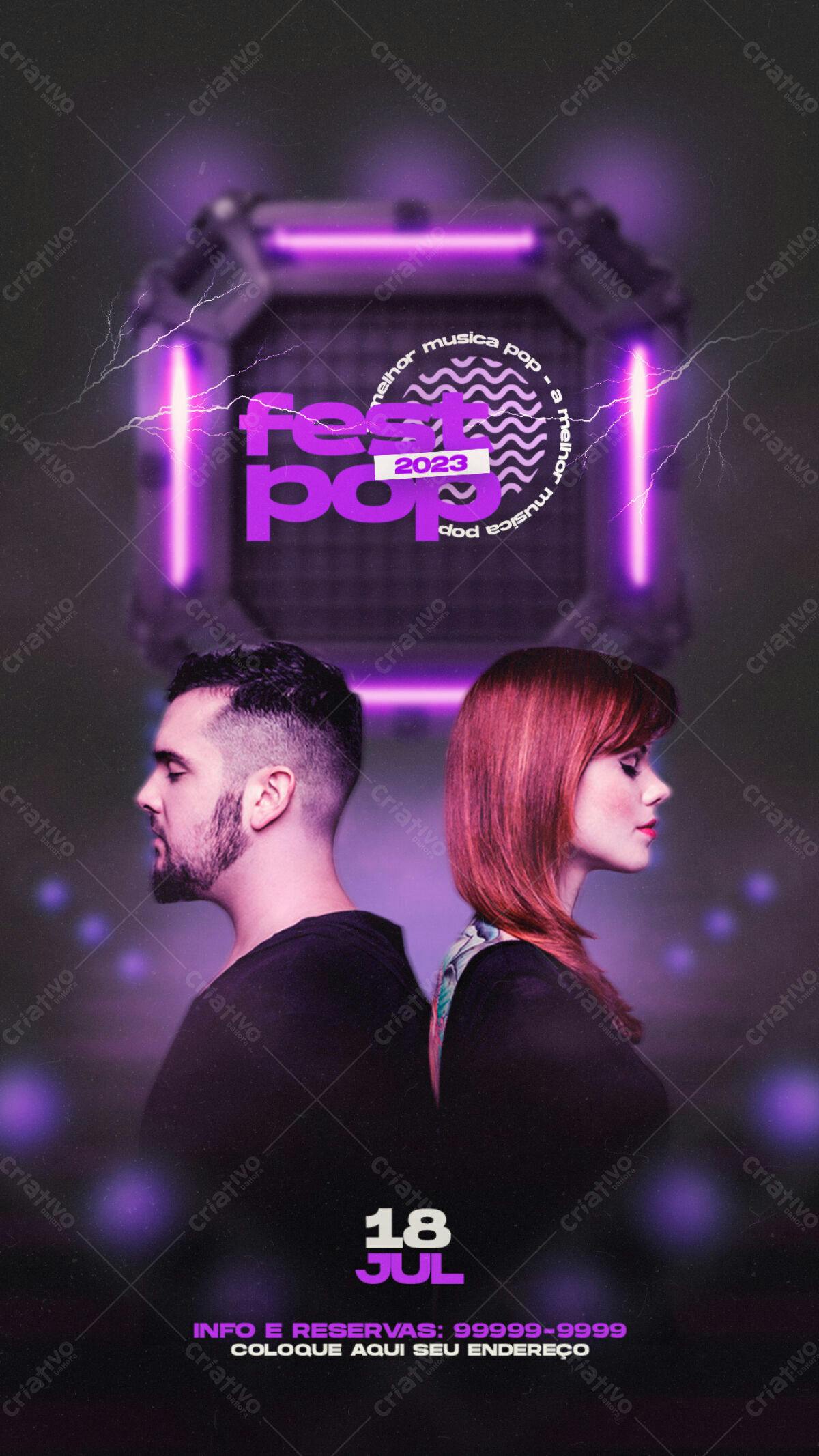 Flyer Festa Pop 2023 PSD Editável