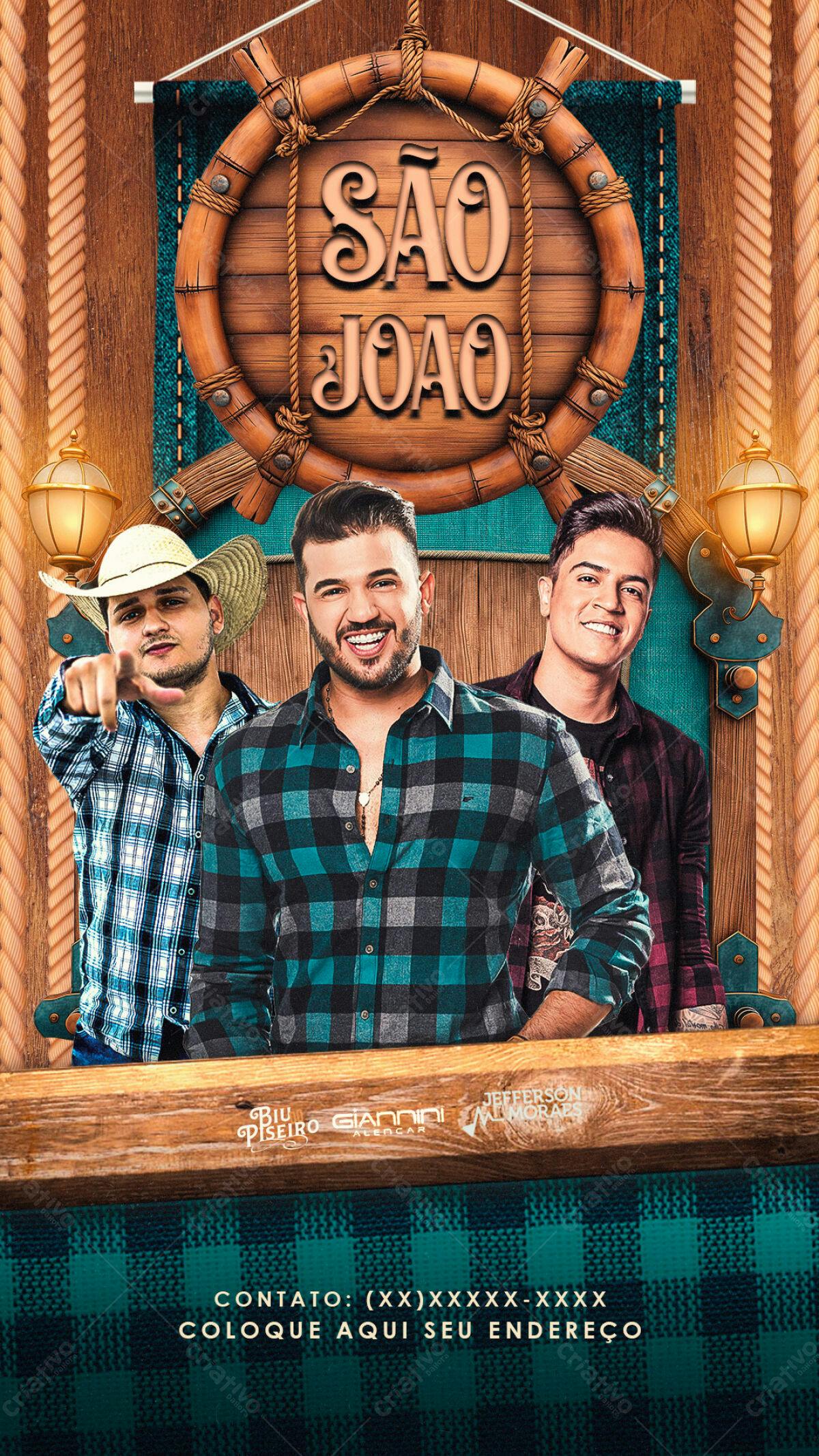 Flyer Festa Junina com Trio Musical PSD Editável