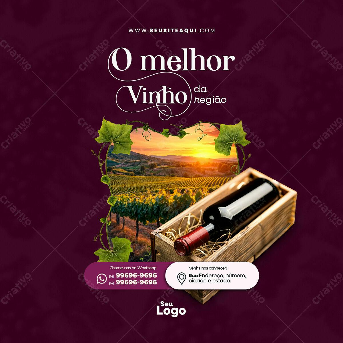 Post para Venda de Vinho PSD Editável