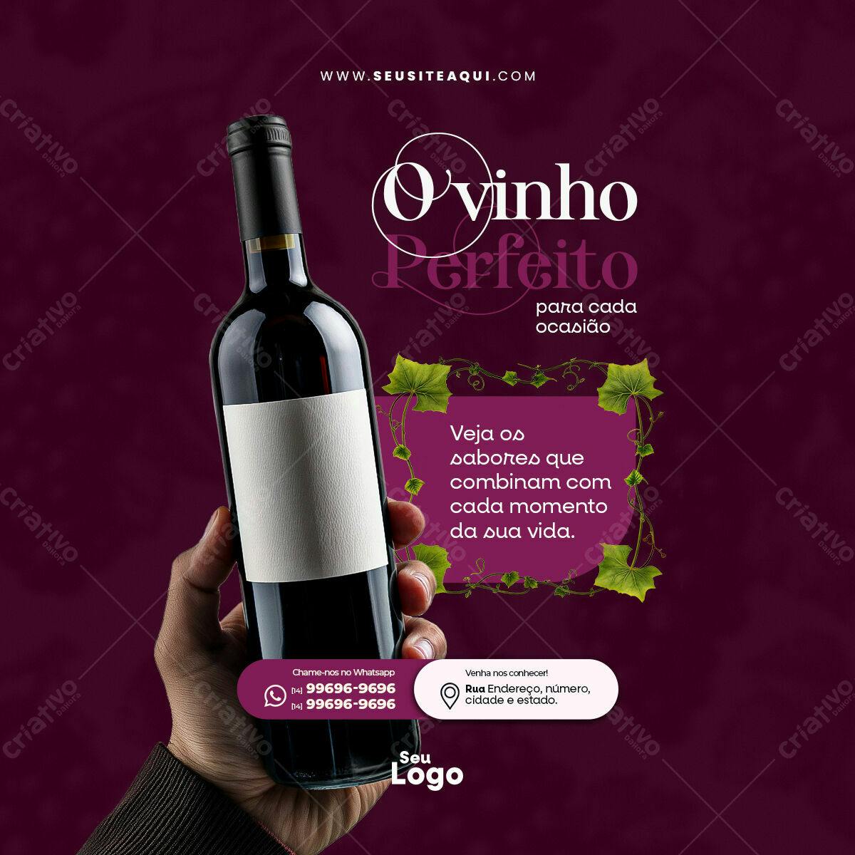 Post para Venda de Vinho PSD Editável