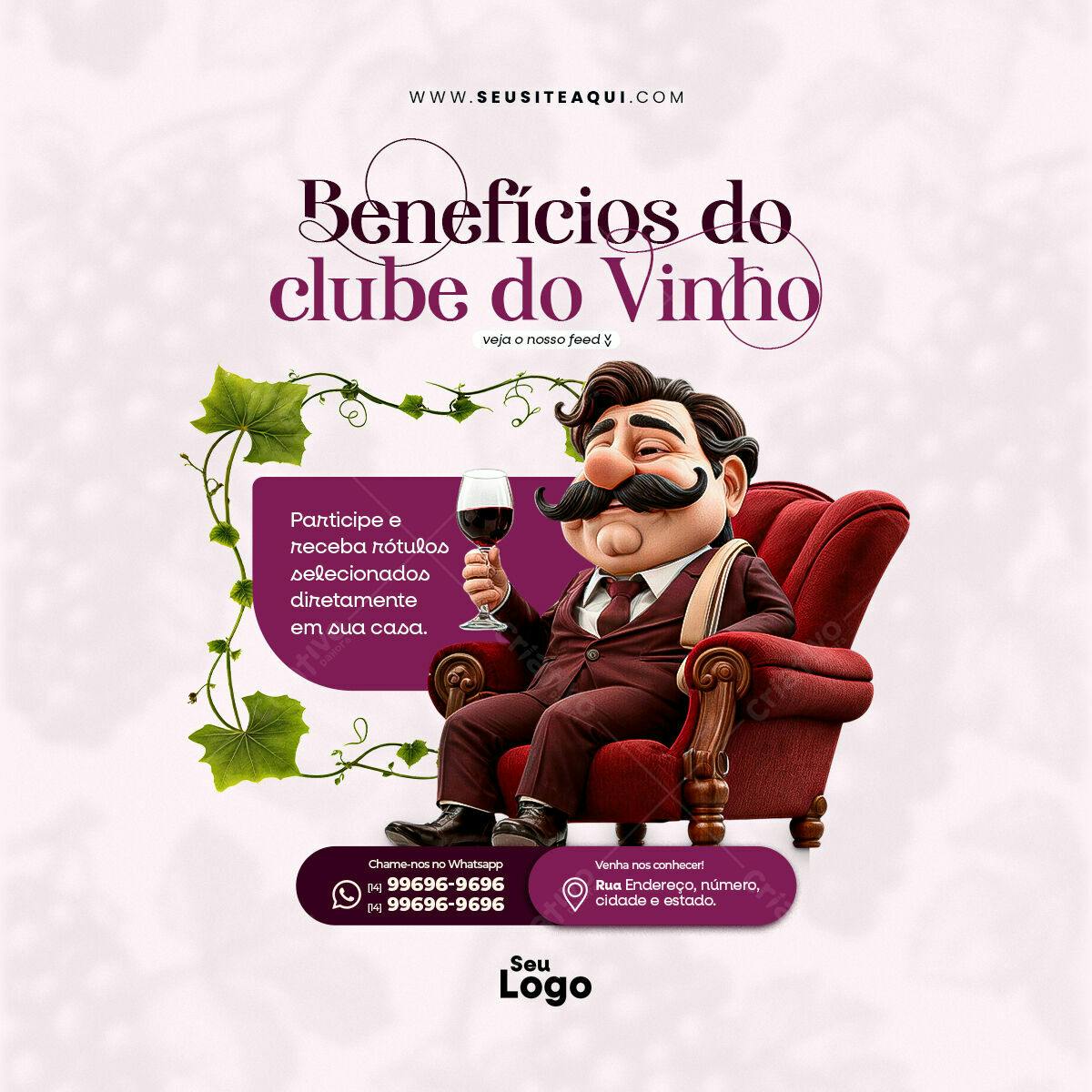Flyer para Clube do Vinho PSD Editável