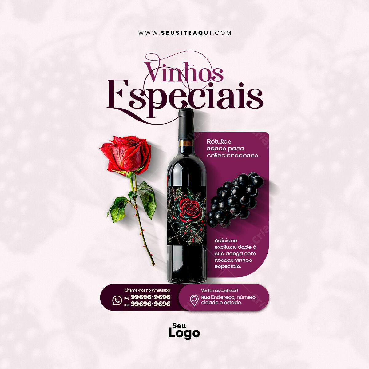 Flyer para Vinhos Especiais PSD Editável