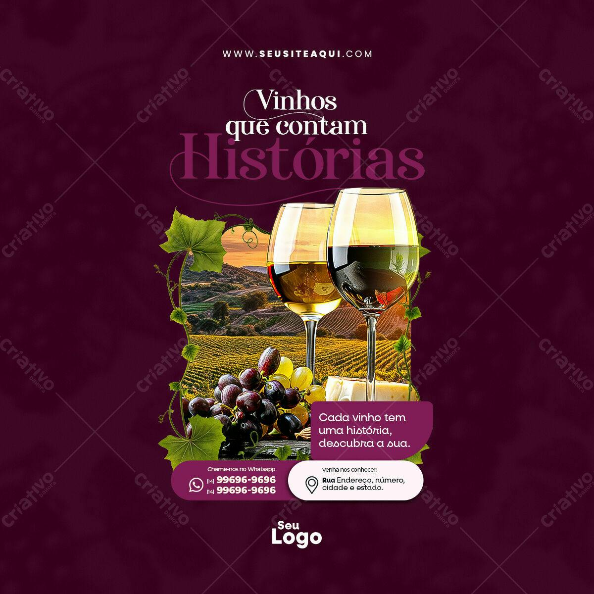 Flyer para Degustação de Vinhos PSD Editável