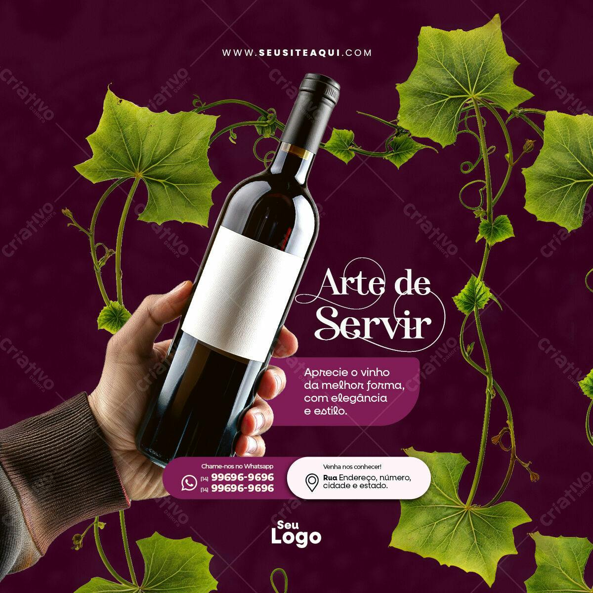 Post para Vinhos Arte de Servir PSD Editável