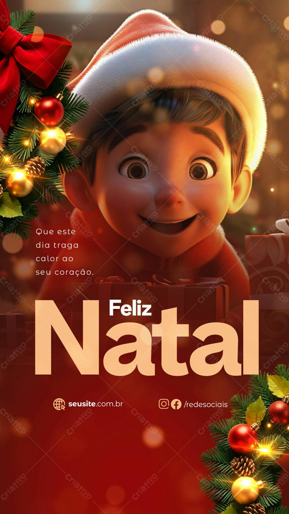 Postagem Natalina com Menino PSD Editável