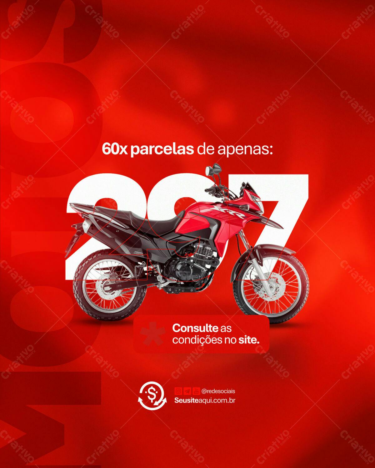 Flyer Promoção Moto Vermelha PSD Editável