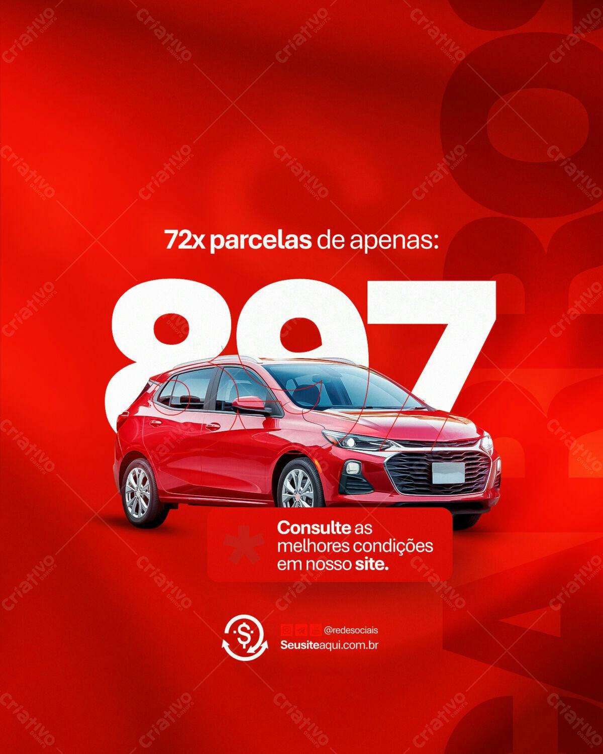 Anúncio Carro Vermelho 72x R$897 PSD Editável