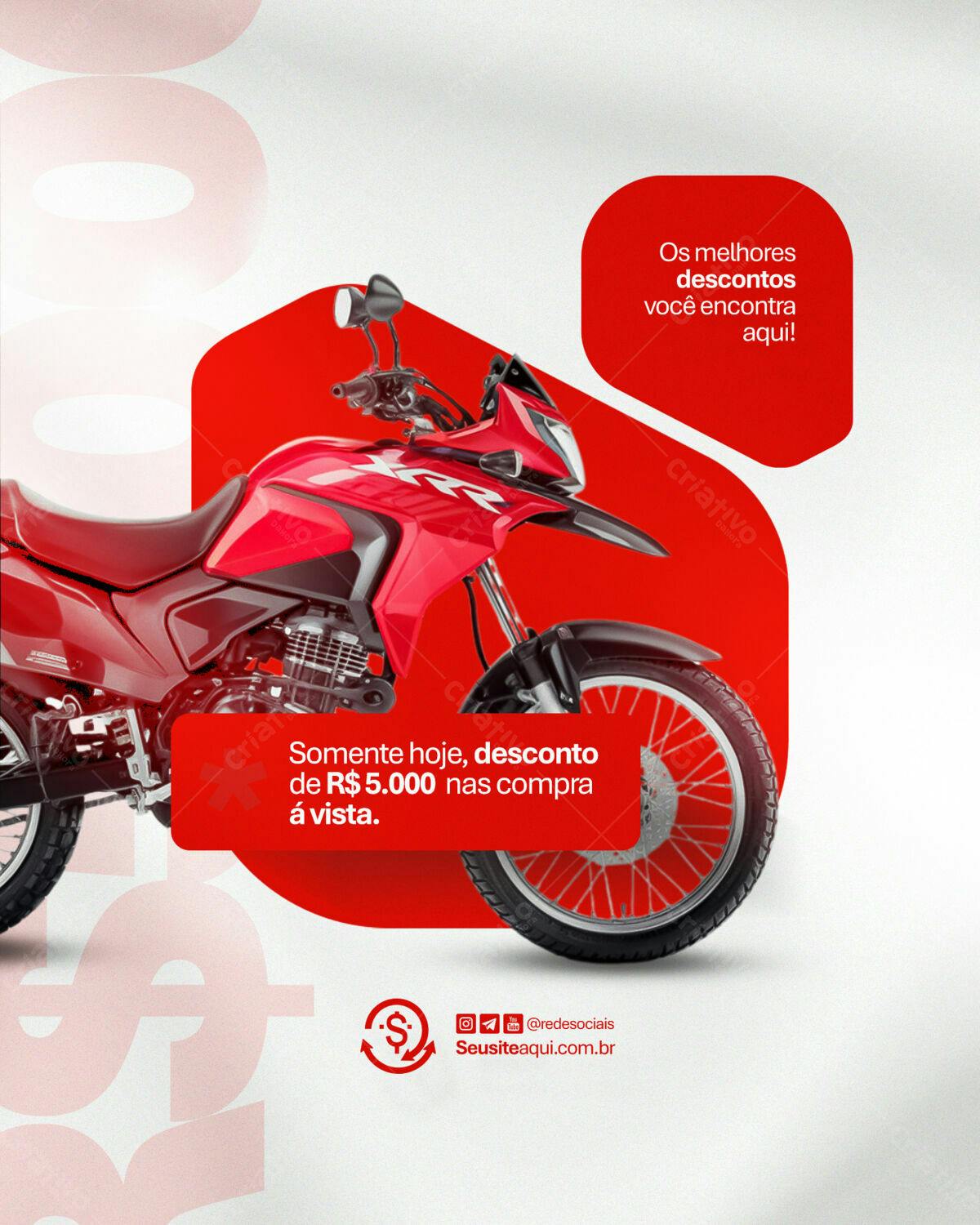 Flyer Promoção Moto Vermelha PSD Editável
