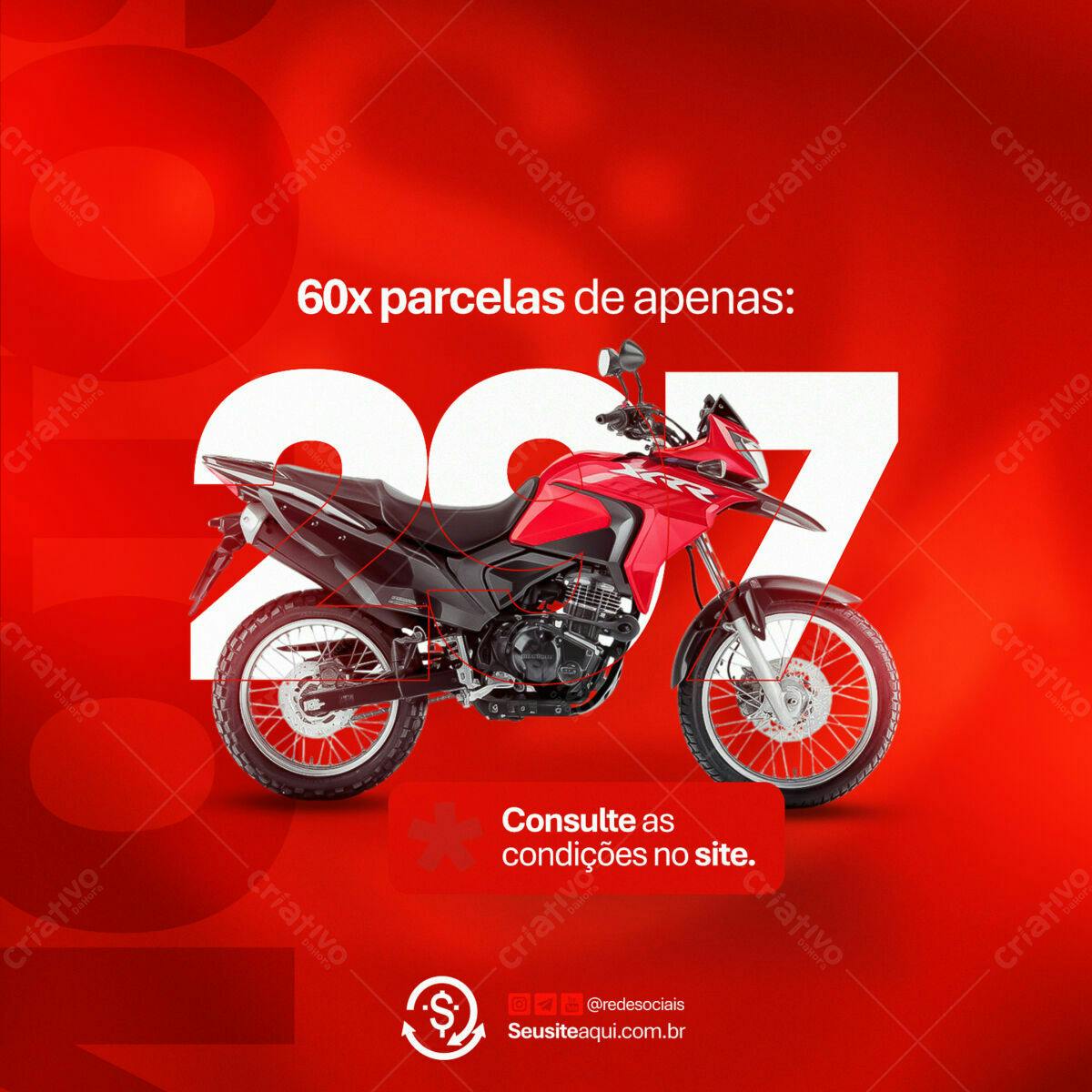 Banner Promoção Moto Vermelha PSD Editável