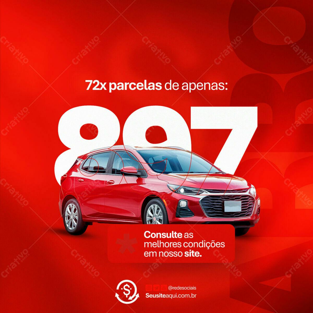 Postagem Publicitária Carro Vermelho PSD Editável