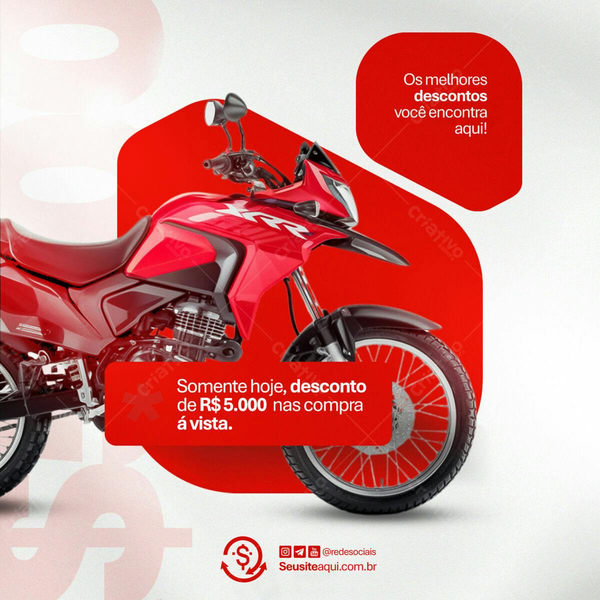 Flyer Moto Vermelha com Desconto PSD Editável