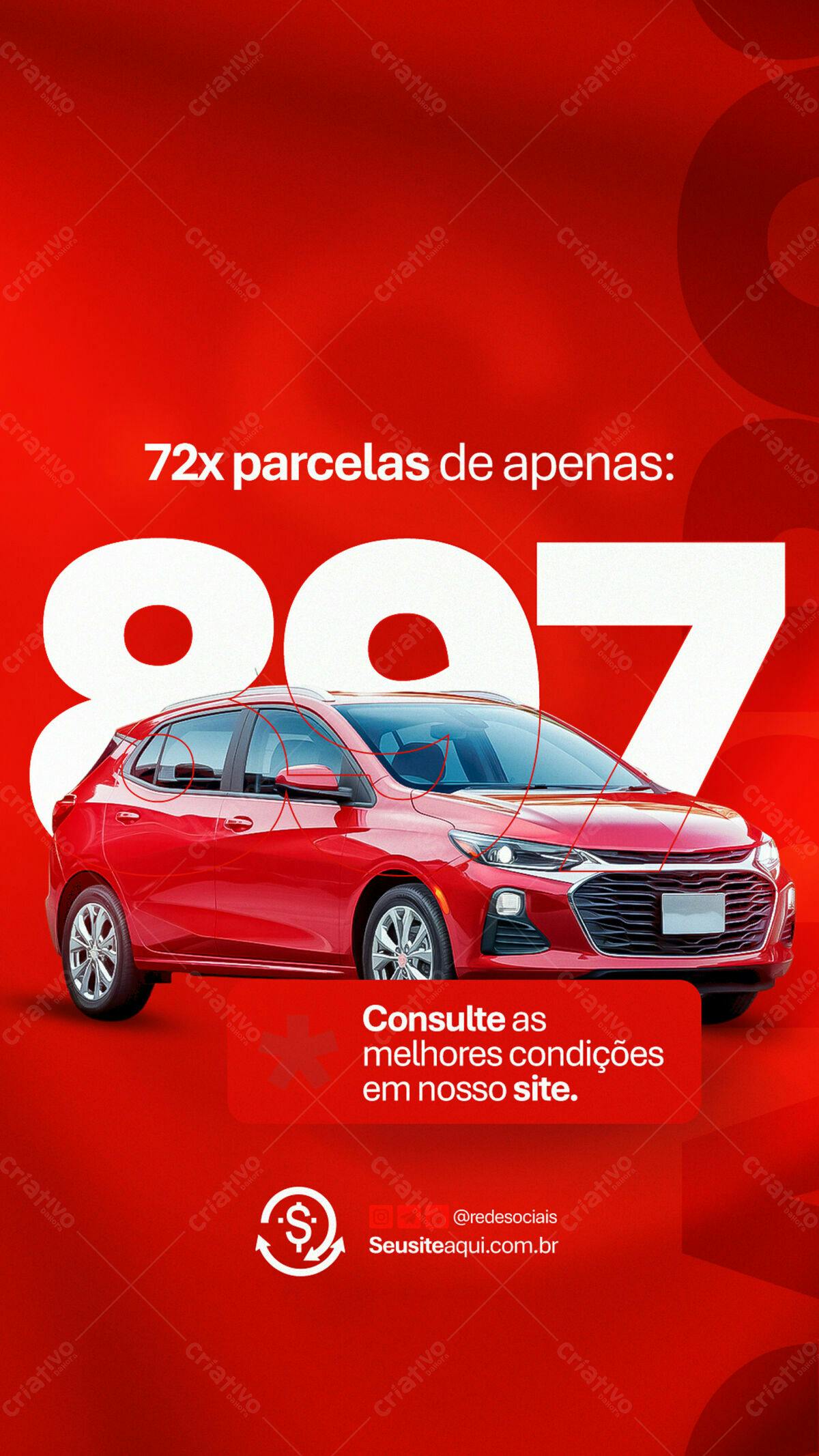 Anúncio Carro Vermelho PSD Editável