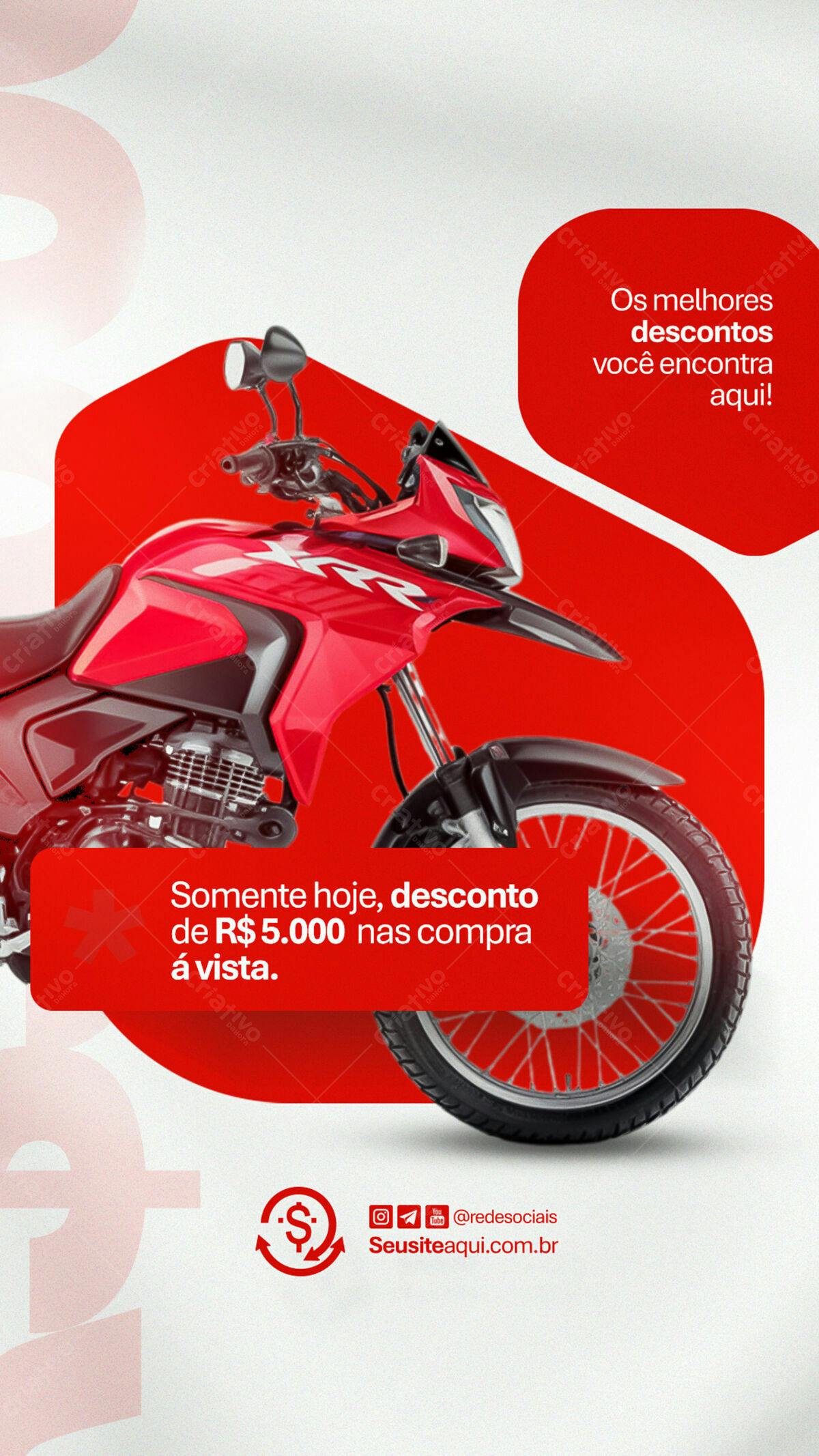 Flyer Promoção Moto Vermelha PSD Editável