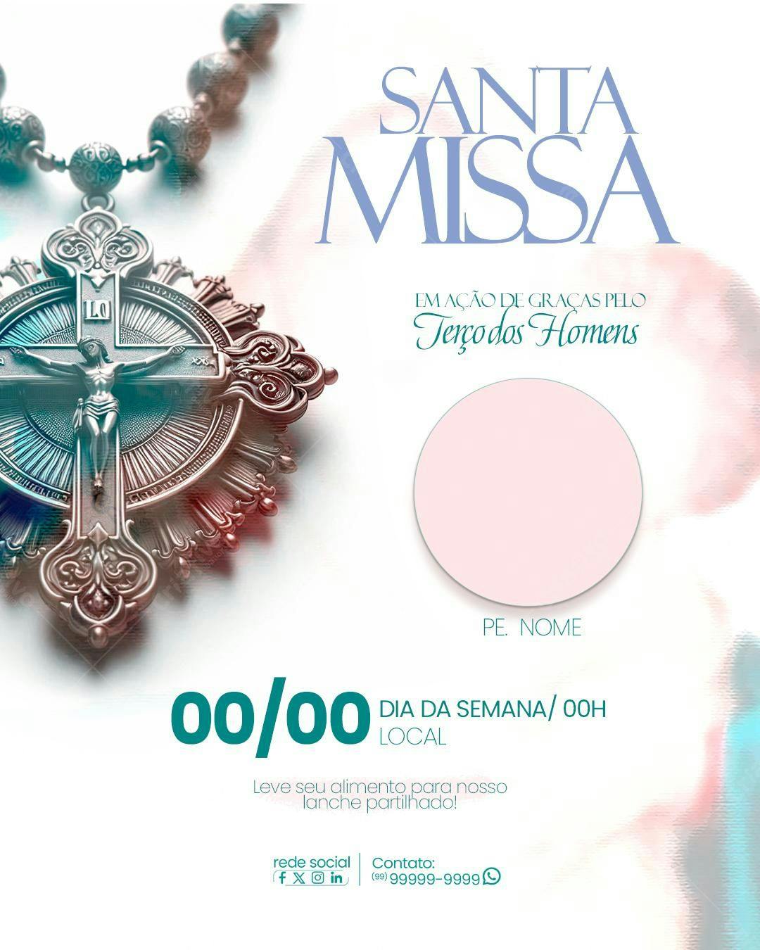 Flyer para Santa Missa Terço dos Homens PSD Editável