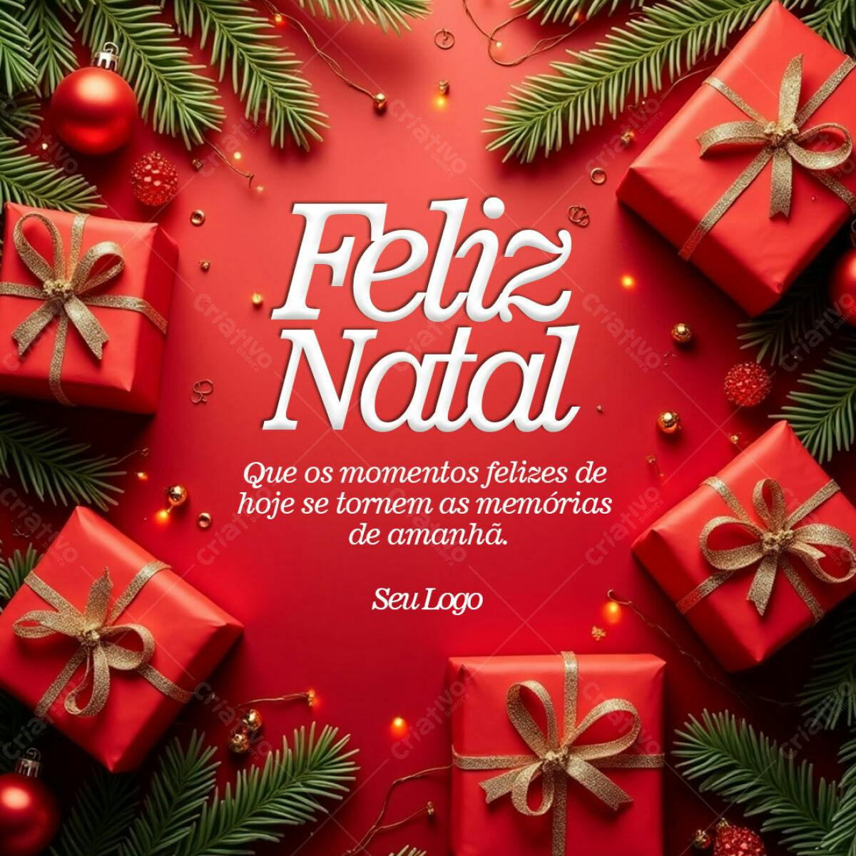 Postagem Natalina com Presentes Vermelhos PSD Editável