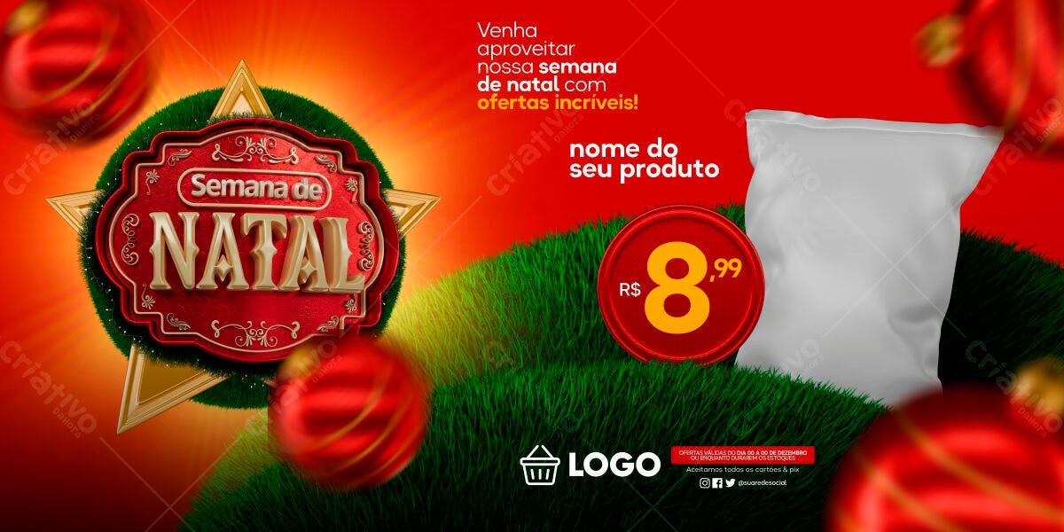 Banner Natalino para Promoção de Fim de Ano PSD Editável