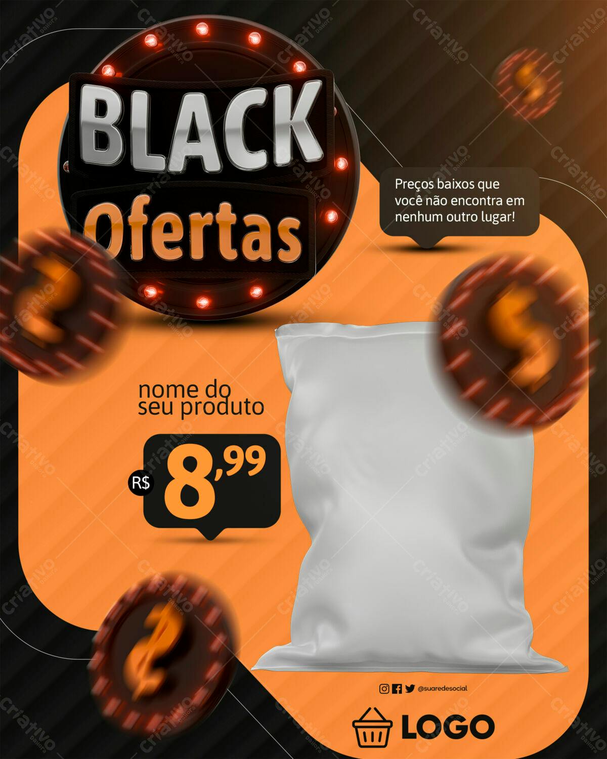 Modelo de Embalagem para Black Friday PSD Editável