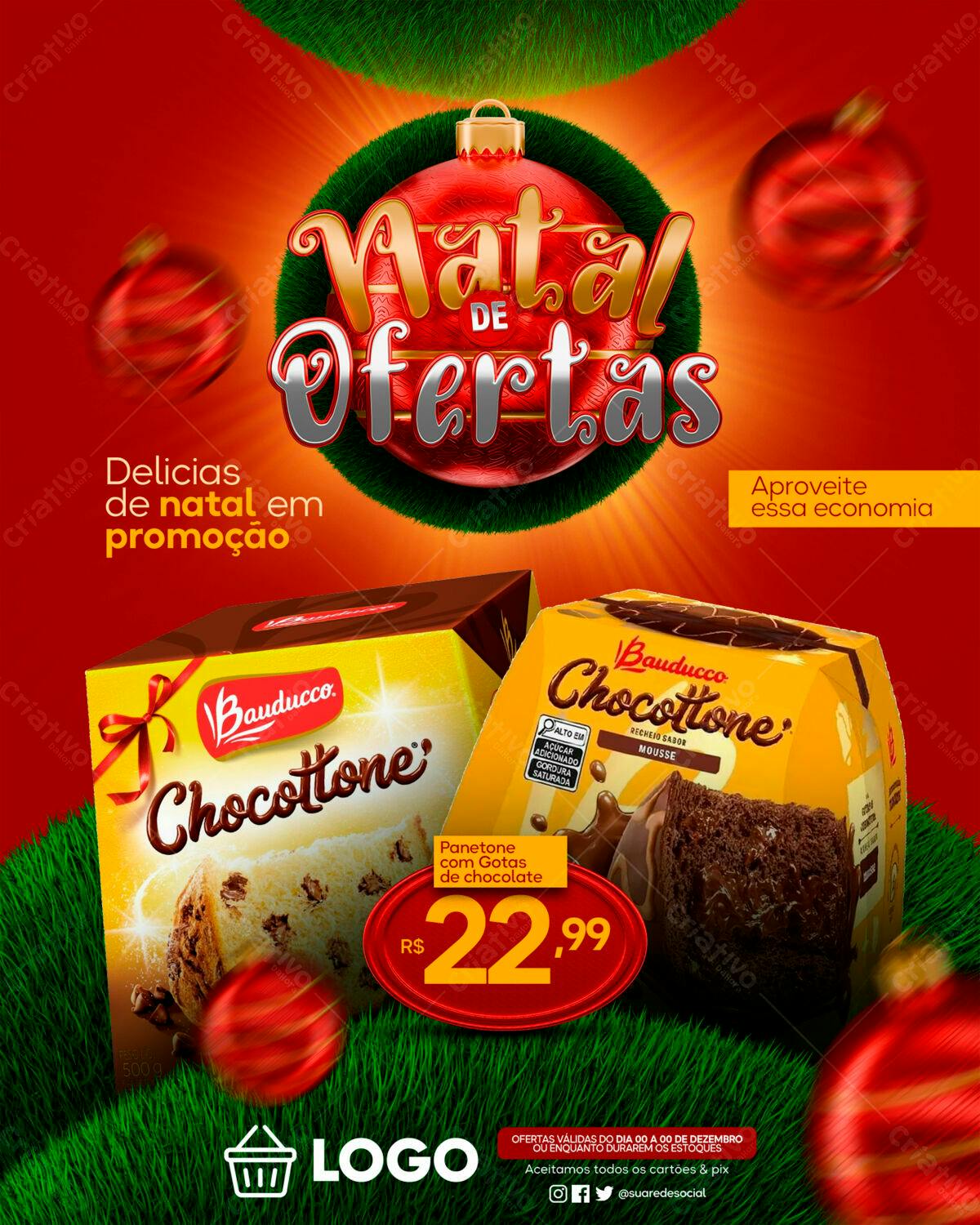 Flyer Natal Ofertas Bauducco PSD Editável