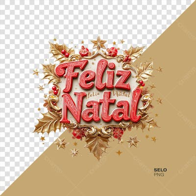 Selo Feliz Natal Veremelho E Dourado