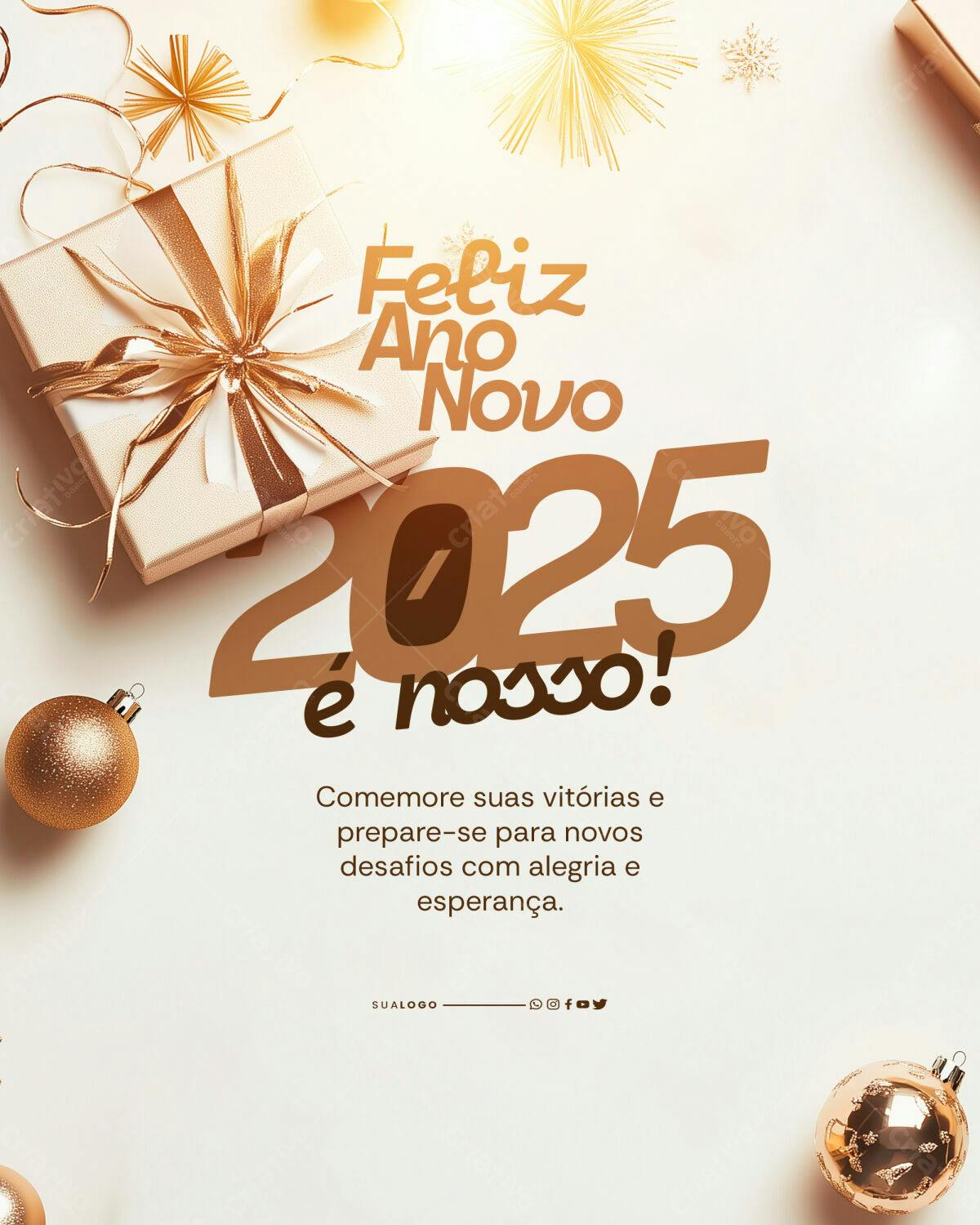 Postagem Feliz Ano Novo 2025 PSD Editável