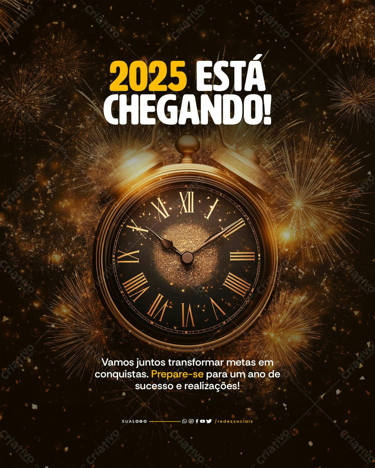 Postagem Ano Novo 2025 PSD Editável