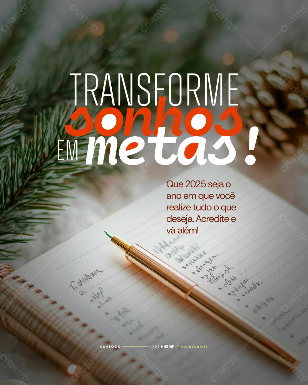 Post para Redes Sociais com Mensagem Motivacional PSD Editável