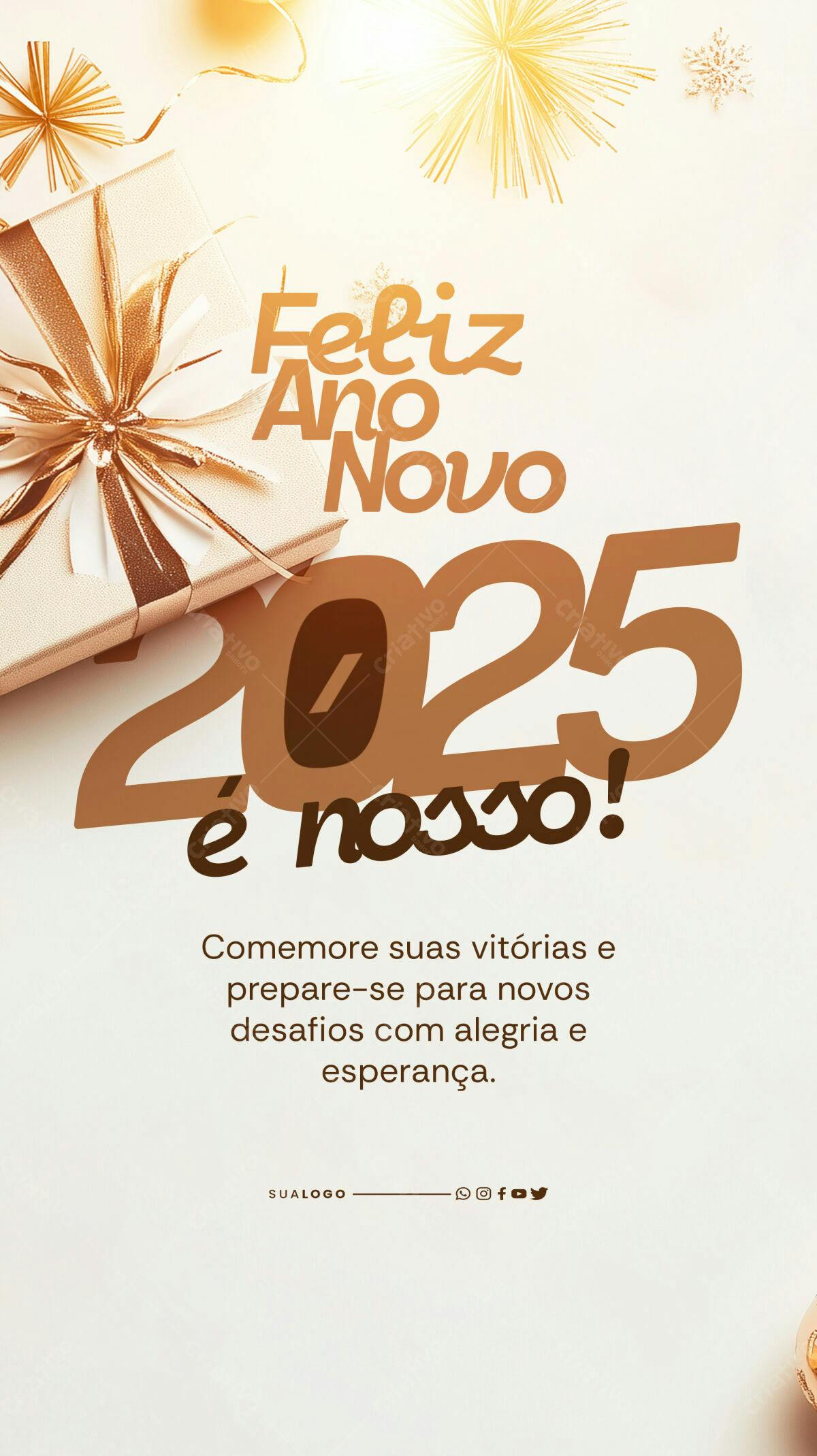 Flyer Feliz Ano Novo 2025 PSD Editável