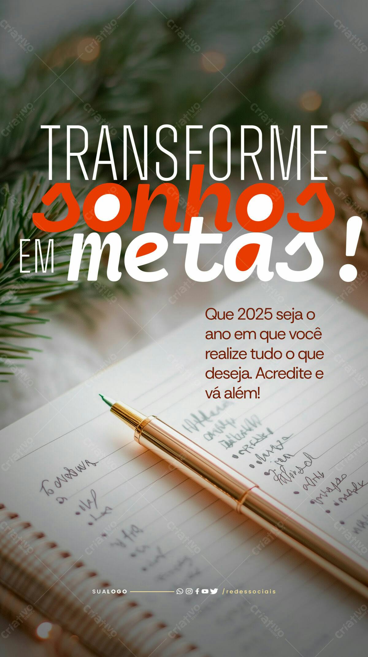 Post para Redes Sociais Ano Novo PSD Editável
