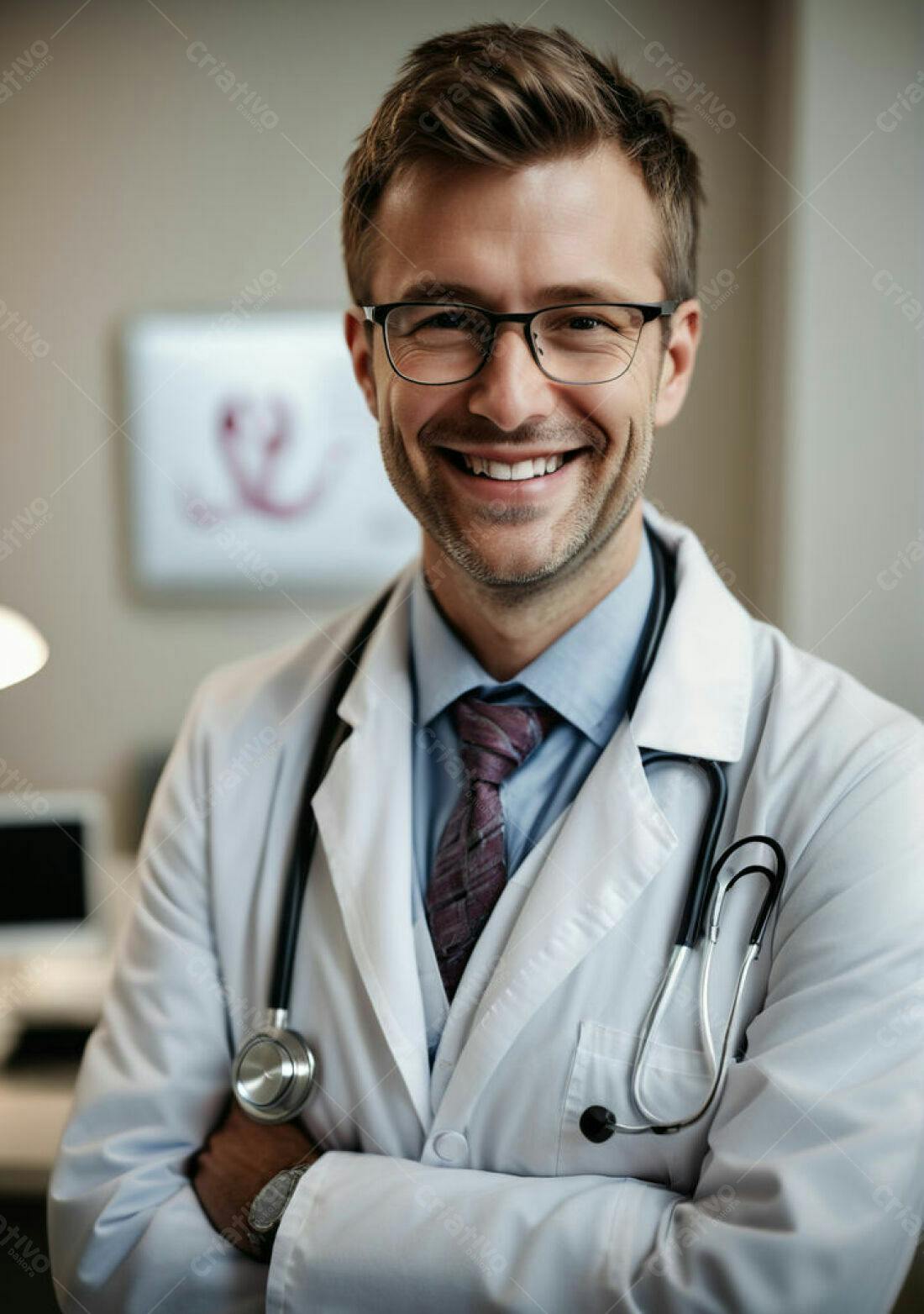 Médico sorridente consultório branco