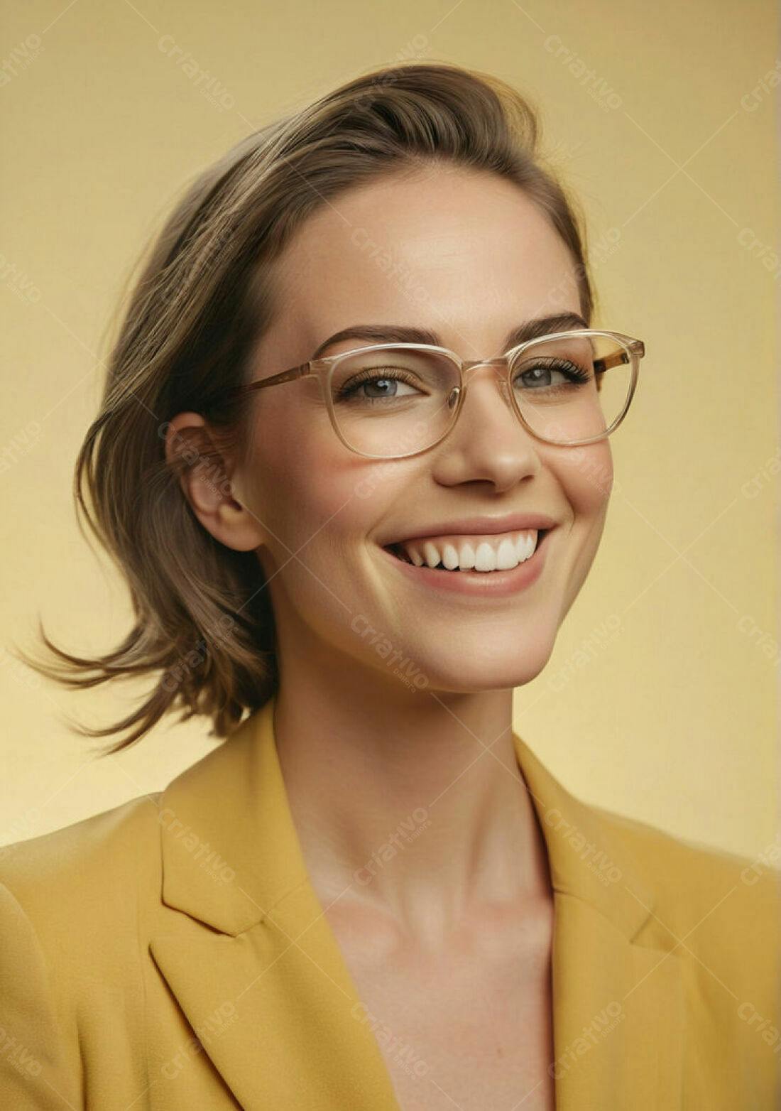 Mulher sorridente óculos amarelo