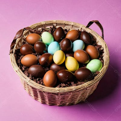 Cesta De Ovos De Chocolate Azul Amarelo