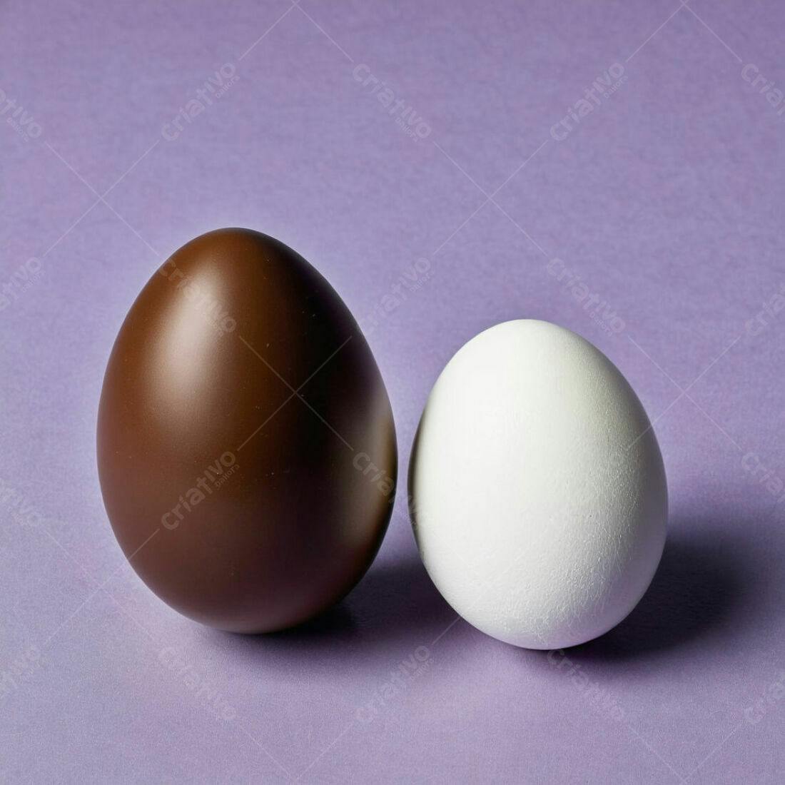 Ovo de chocolate marrom e ovo branco