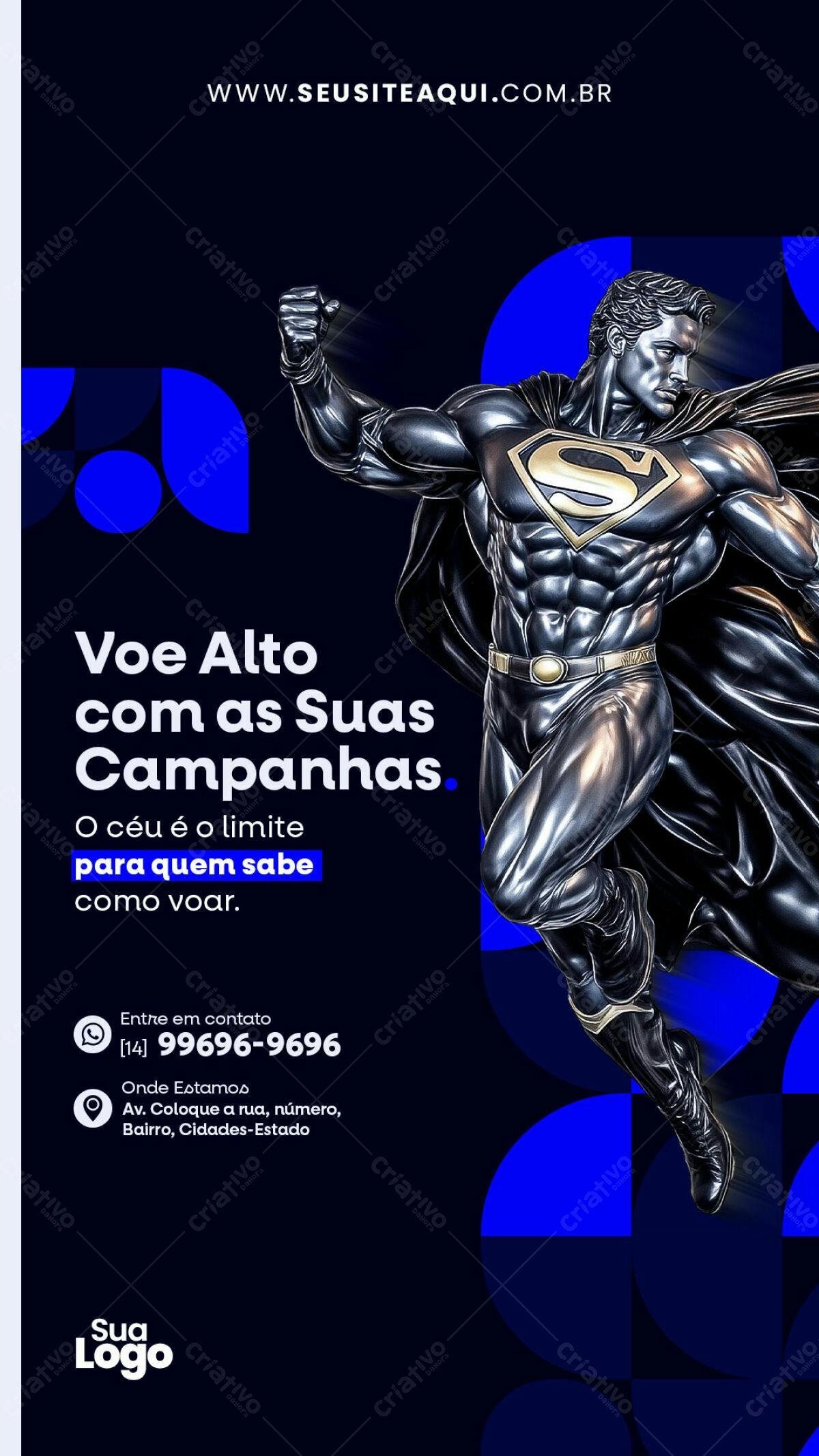 Flyer Publicitário com Super-Herói PSD Editável