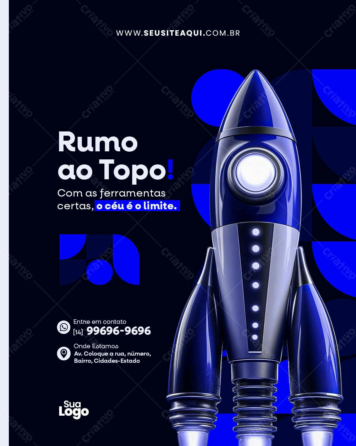 Flyer Motivação Negócios Azul Escuro PSD Editável