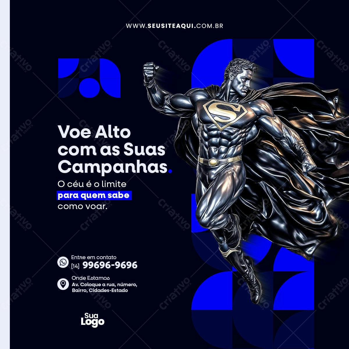 Post para Redes Sociais com Super-herói PSD Editável