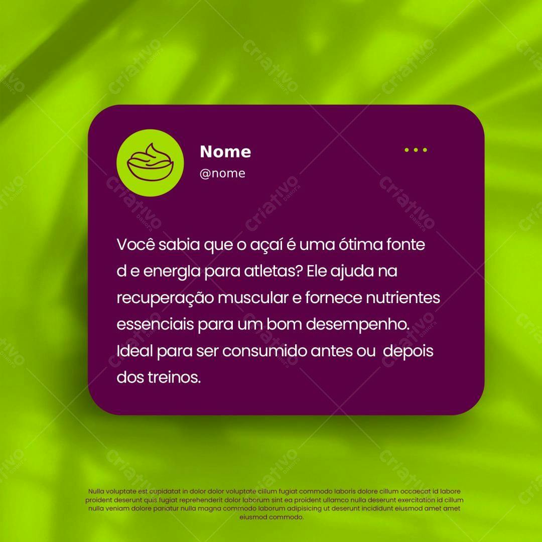 Post para Redes Sociais sobre Açaí PSD Editável